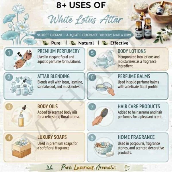 8 uses of white lotus attar